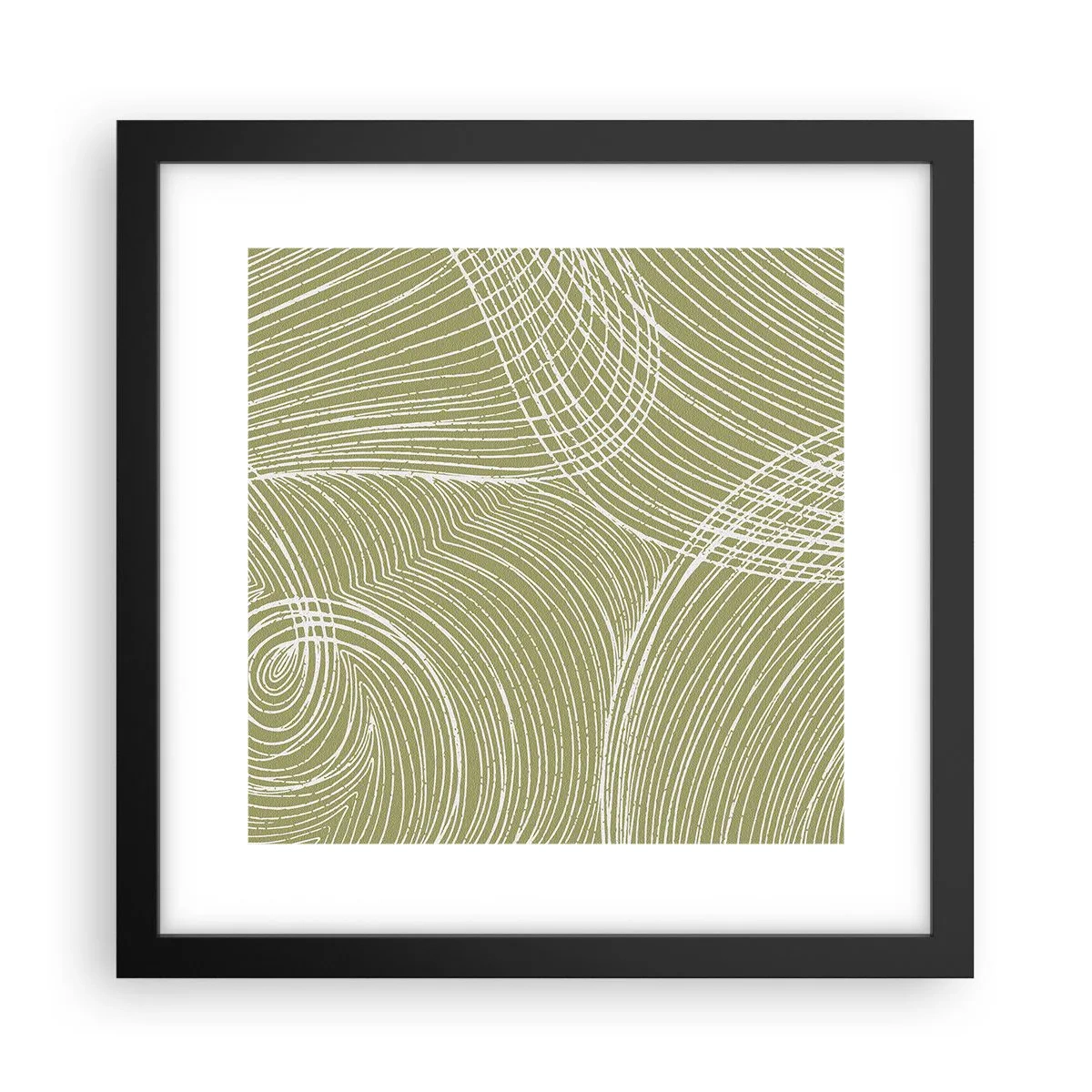 Poster in cornice nera - Astrazione intricata in bianco - 30x30 cm