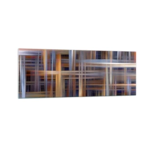 Quadro su vetro - Motivi geometrici astratti in colori pastello - 140x50cm - Tessute con la luce - Decorazione murale moderna per soggiorno e camera da letto ARTTOR