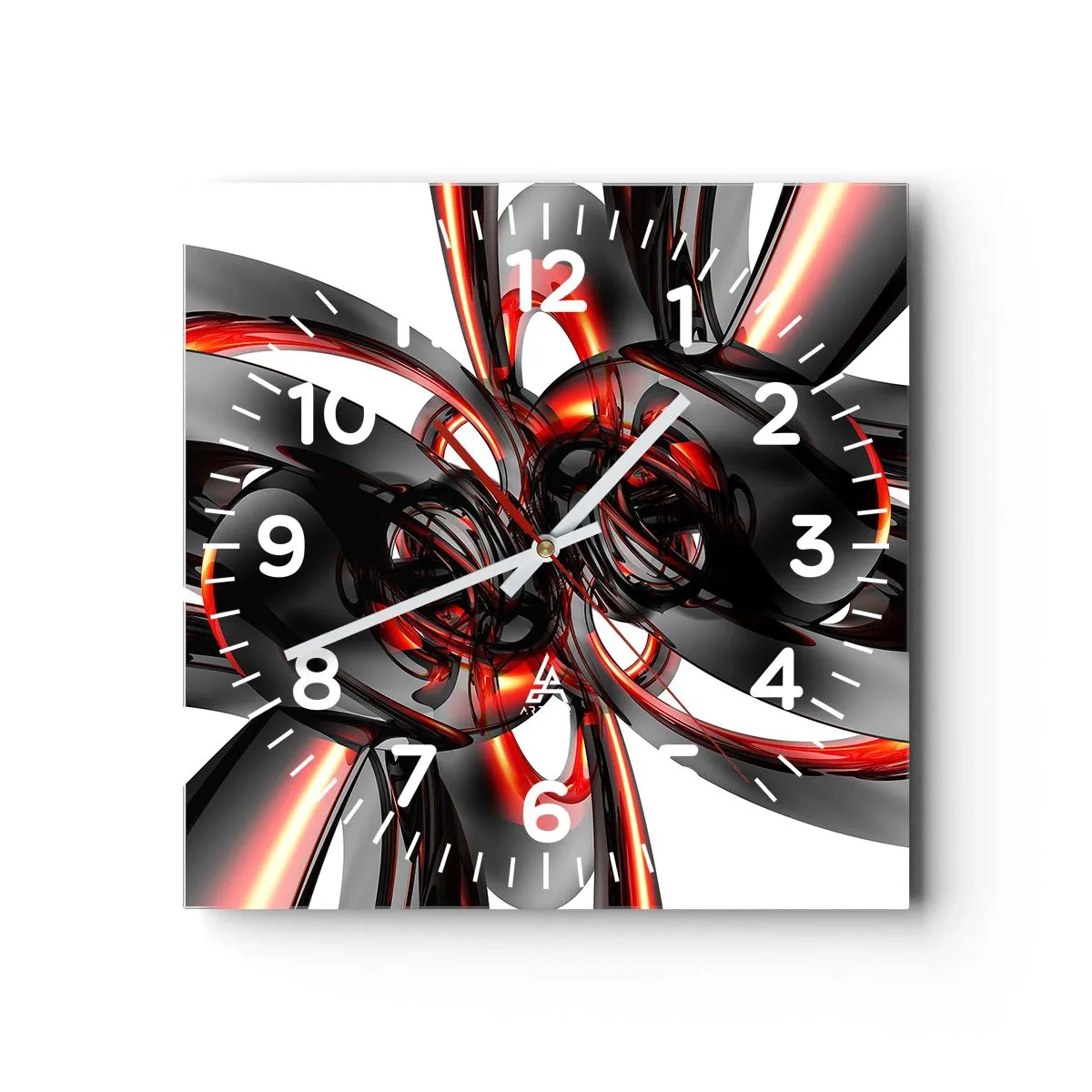 Orologio da parete - Orologio in Vetro - Movimento in grafite e rosso - 30x30 cm