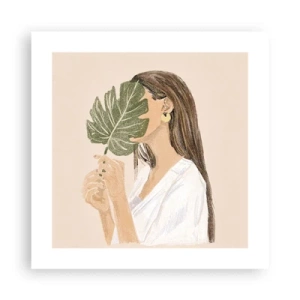 Poster - Misterioso ritratto con ventaglio - 40x40 cm