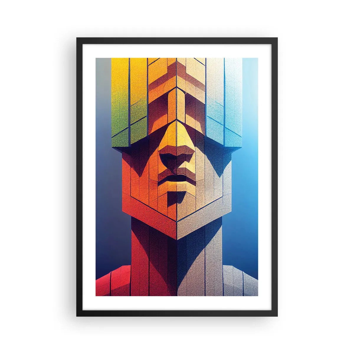 Poster in cornice nera - Un volto monumentale in stile geometrico - 50x70cm - Un uomo di principi - Decorazione murale moderna per soggiorno e camera da letto ARTTOR