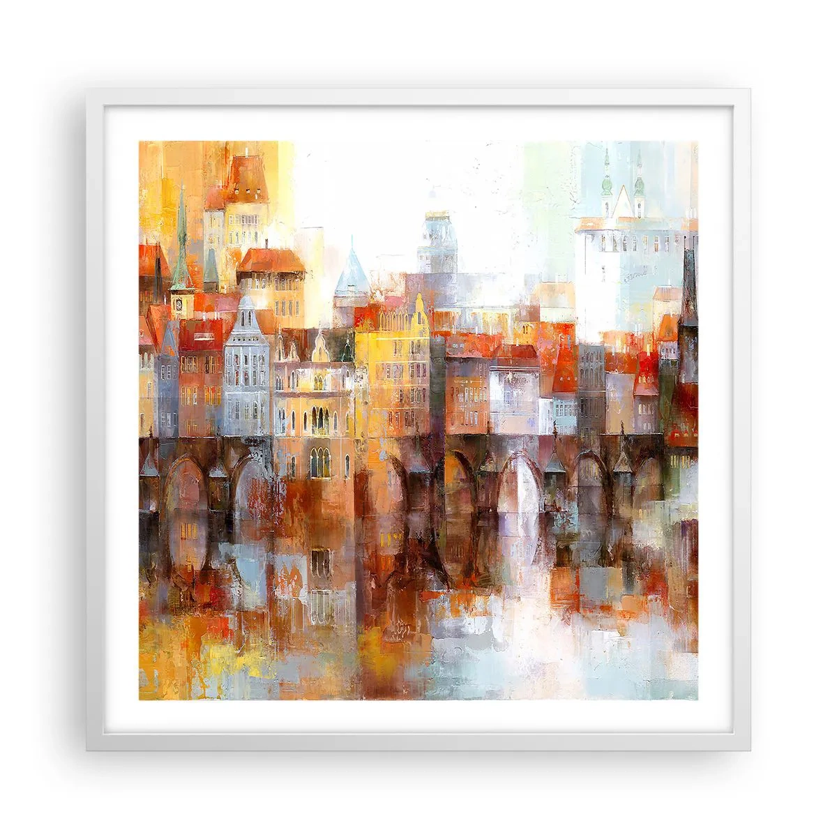 Poster in cornice bianca - Anche sotto il ponte è bello - 60x60 cm
