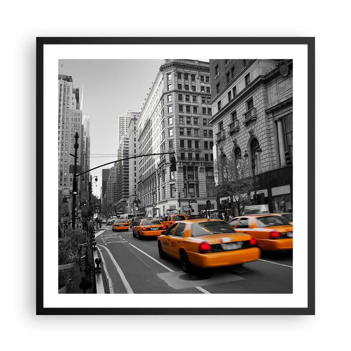 Poster in cornice nera - Il sole della grande città - 60x60 cm