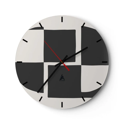Orologio da parete - Orologio in Vetro - Composizione geometrica in bianco e nero - 30x30cm - Antitesi - sintesi - Decorazione murale moderna per soggiorno, cucina e camera da letto ARTTOR