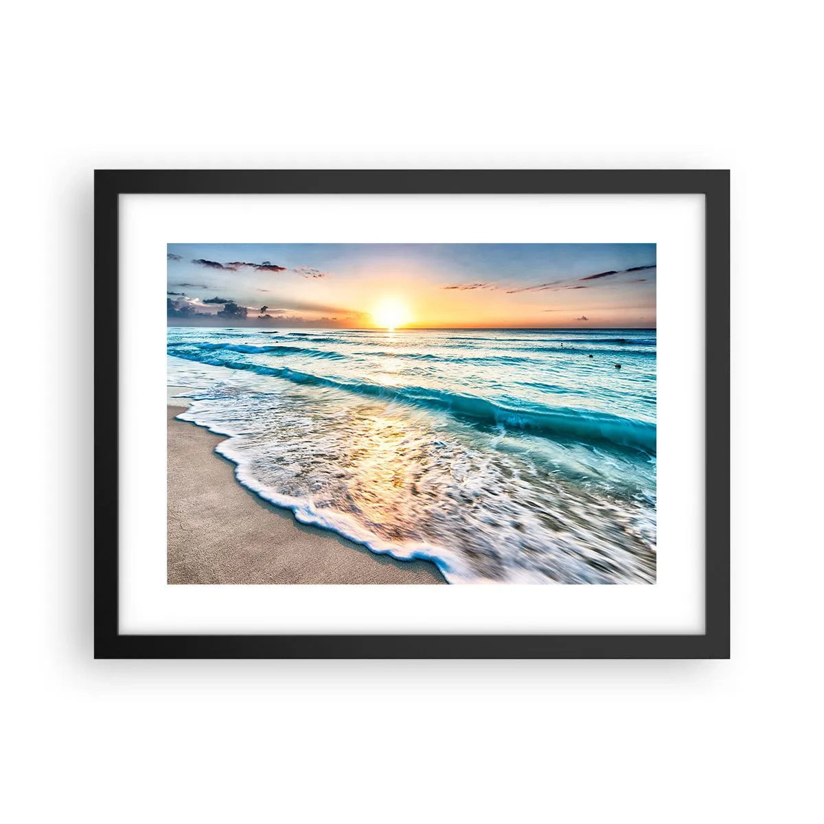 Poster in cornice nera - Tramonto sul mare - 40x30 cm