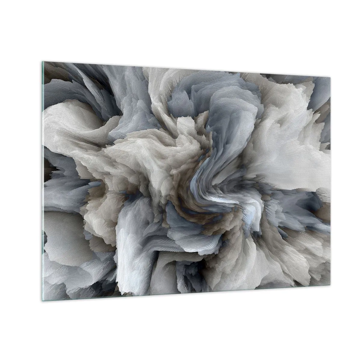 Quadro su vetro - Una composizione astratta che ricorda piume vorticose - 100x70cm - Pietra in fiore - Decorazione murale moderna per soggiorno e camera da letto ARTTOR