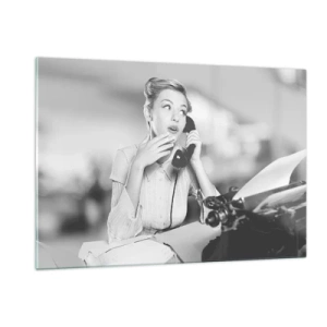 Quadro su vetro - Ciao, qui siamo negli anni '50. - 120x80cm - Salve, qui gli anni '50 - Decorazione murale moderna per soggiorno e camera da letto ARTTOR