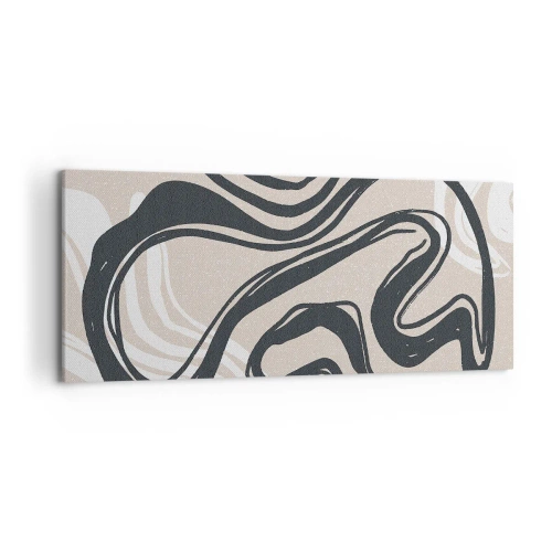 Quadro su tela - Stampe su Tela - Linee astratte in tonalità scure su uno sfondo beige - 120x50cm - Espressione moltiplicata - Decorazione murale moderna per soggiorno e camera da letto ARTTOR
