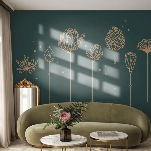 Fotomurali Autoadesivo Deluxe Sticker - La famiglia delle erbe - Fiori, Art Deco, Minimalista - 350x256 cm