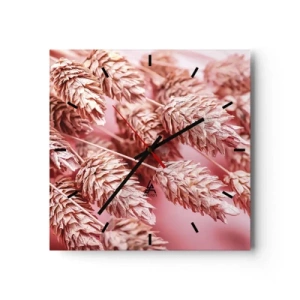 Orologio da parete - Orologio in Vetro - Primo piano delle orecchie rosa - 30x30cm - Cascata di fiori in rosa - Decorazione murale moderna per soggiorno e camera da letto ARTTOR