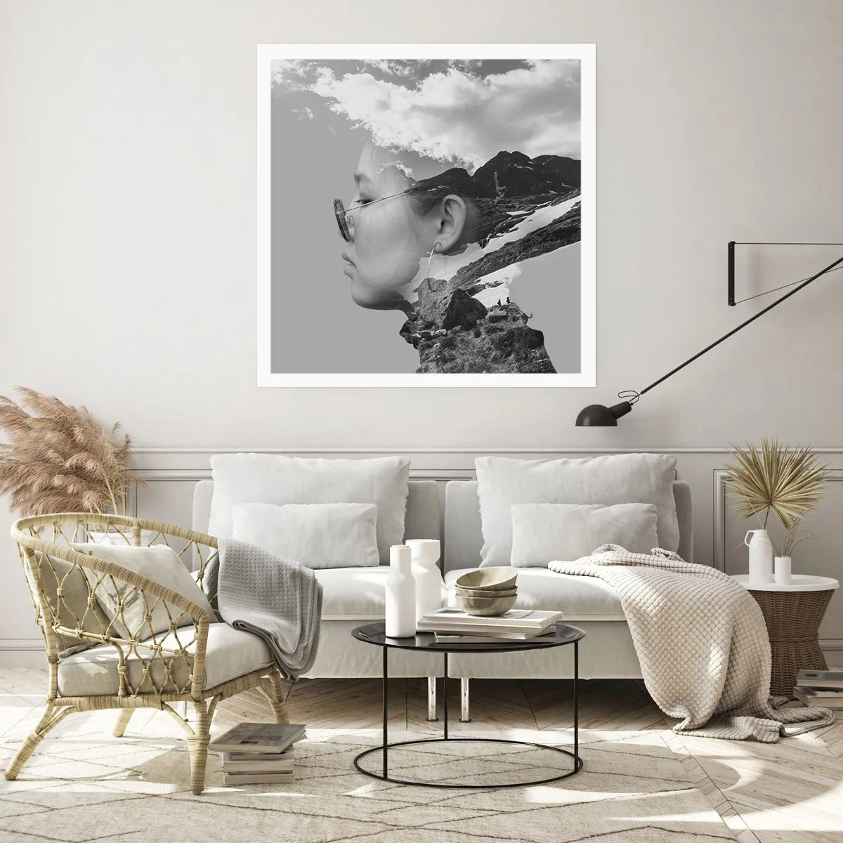 Poster - Ritratto montano nuvoloso - 40x40 cm