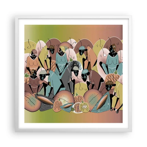 Poster in cornice bianca - Arriva la grande festa - 60x60 cm