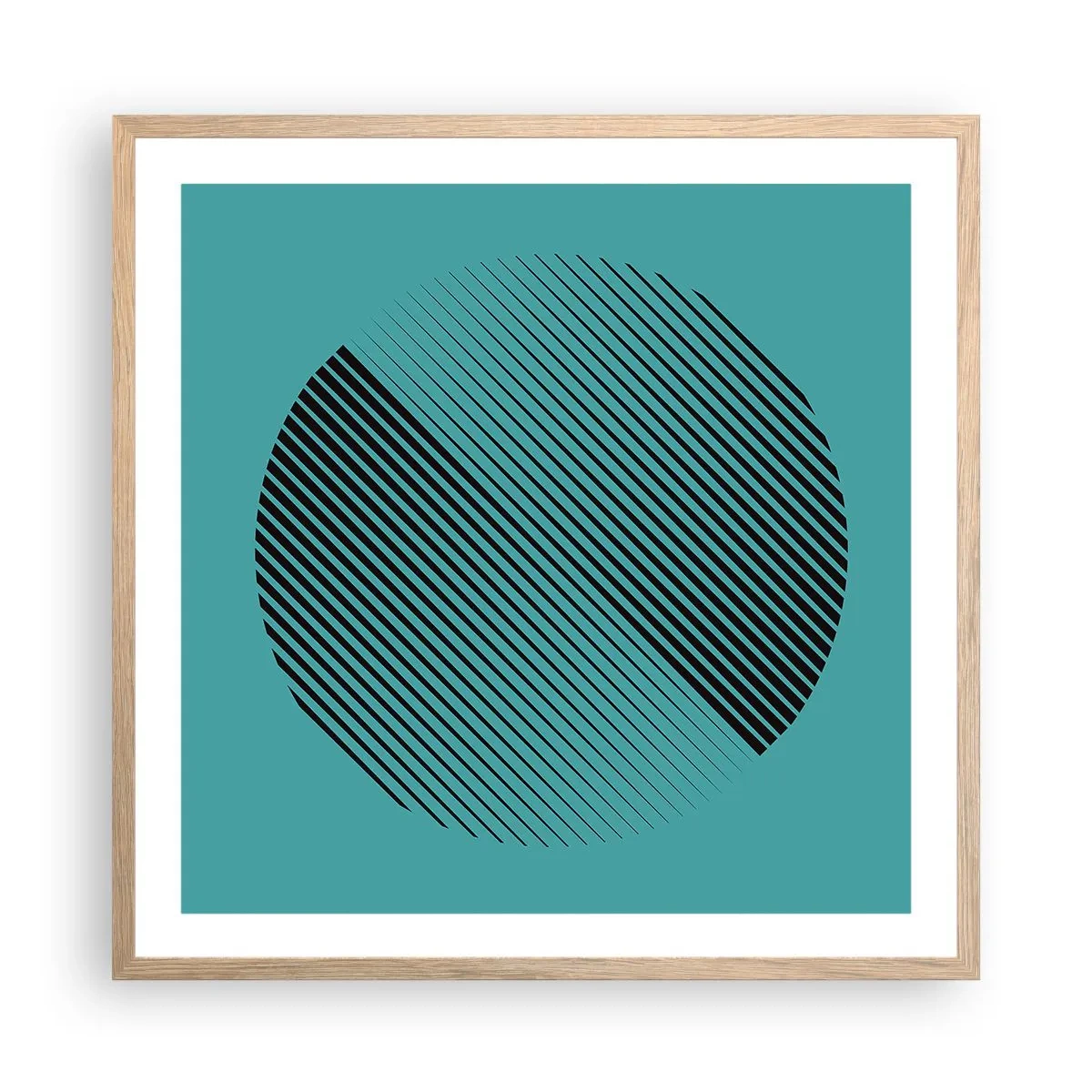 Poster in cornice rovere chiaro - Cerchio: variazione geometrica - 60x60 cm