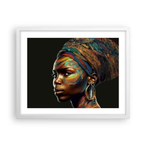 Poster in cornice bianca - Regina africana - 50x40 cm