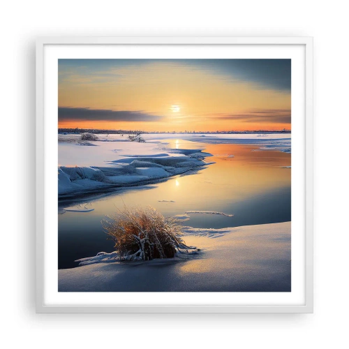 Poster in cornice bianca - Tramonto invernale - 60x60 cm