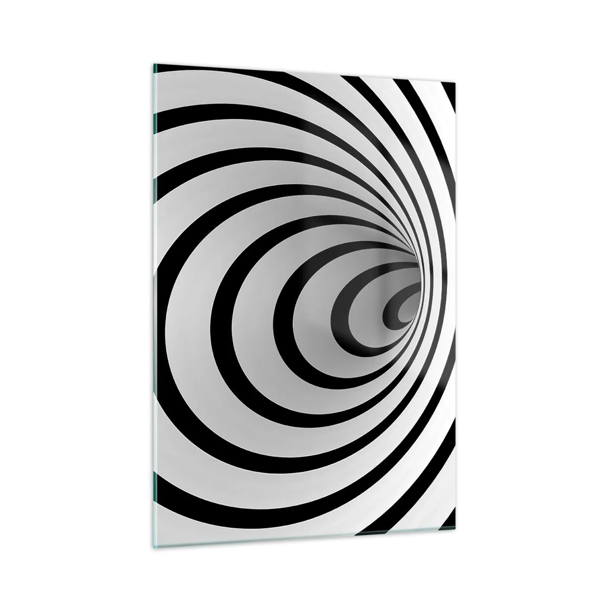 Quadro su vetro - Motivo a spirale astratto in bianco e nero - 50x70cm - Anche tu non riesci a resistere? - Decorazione murale moderna per soggiorno e camera da letto ARTTOR