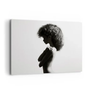 Quadro su tela - Stampe su Tela - Una sottile silhouette di una donna in tonalità di bianco e nero su uno sfondo chiaro - 100x70cm - Come un fiore su un gambo snello - Decorazione murale moderna per soggiorno e camera da letto ARTTOR