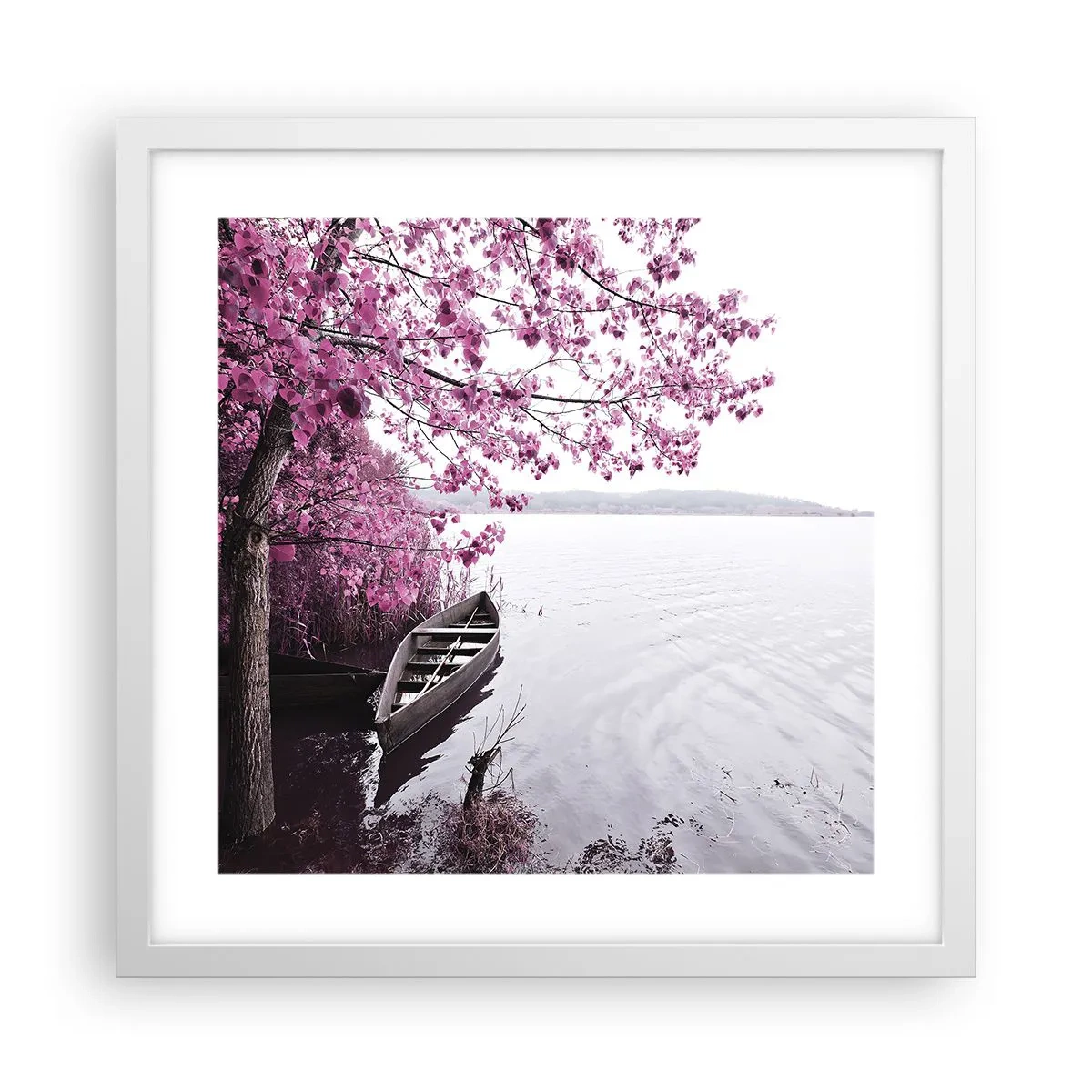 Poster in cornice bianca - Nel silenzio rosa - 40x40 cm