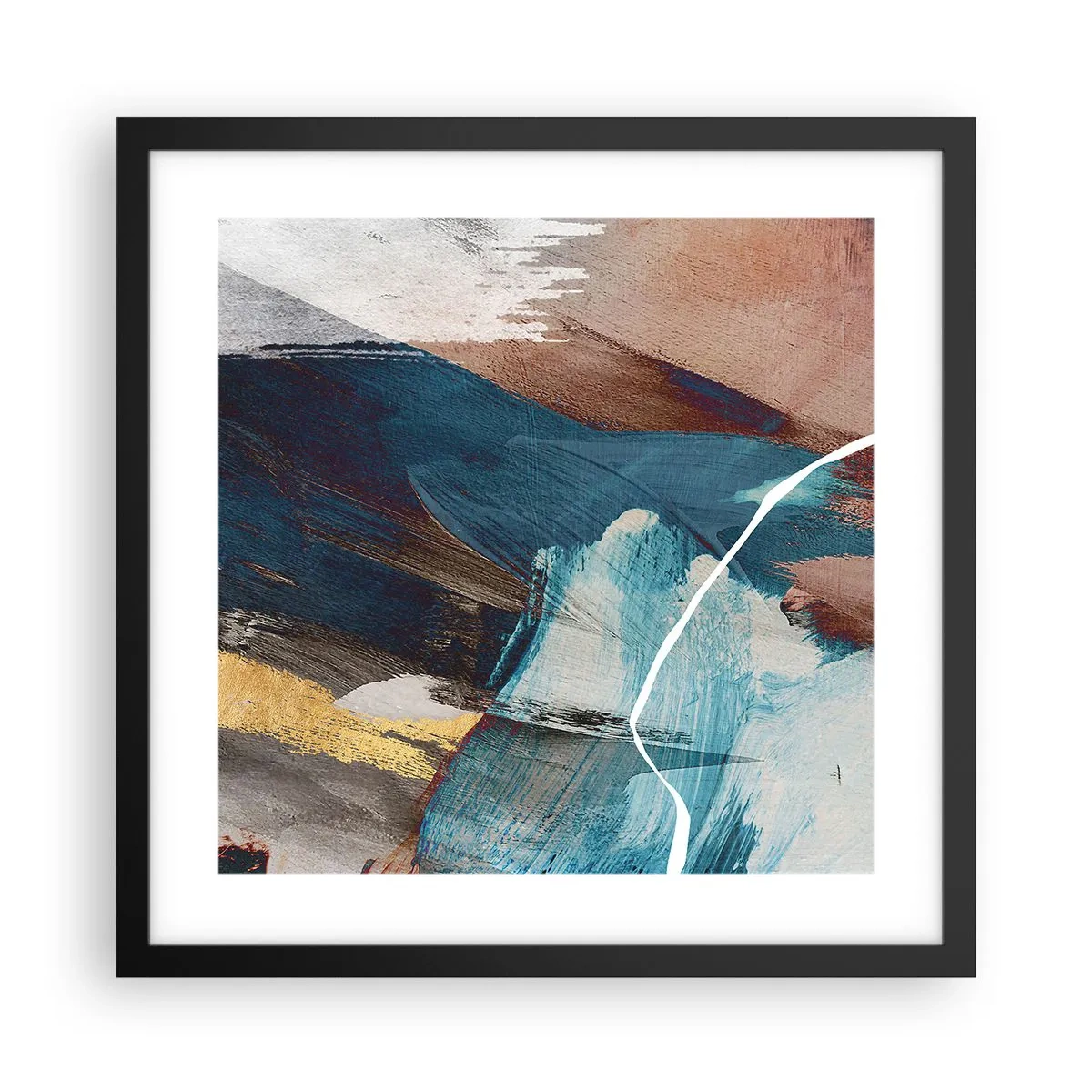 Poster in cornice nera - Con forza ed energia - 40x40 cm