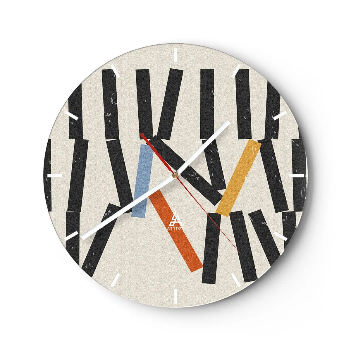 Orologio da parete - Orologio in Vetro - Composizione: domino - 40x40 cm