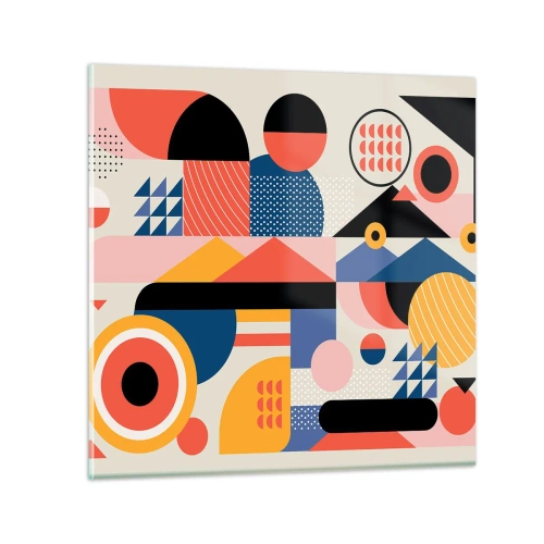 Quadro su vetro - Composizione: divertiti - 50x50 cm