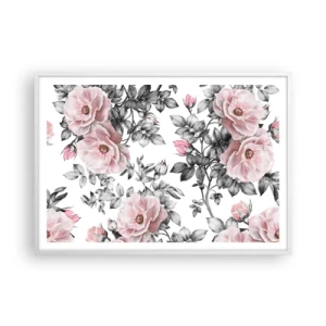 Poster in cornice bianca - Perdersi tra le rose - 100x70 cm