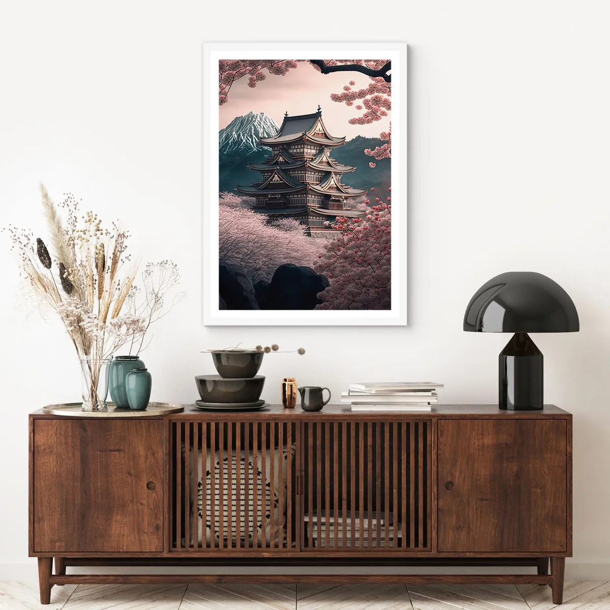 Poster in cornice bianca - Il Paese dei ciliegi in fiore - 30x40 cm