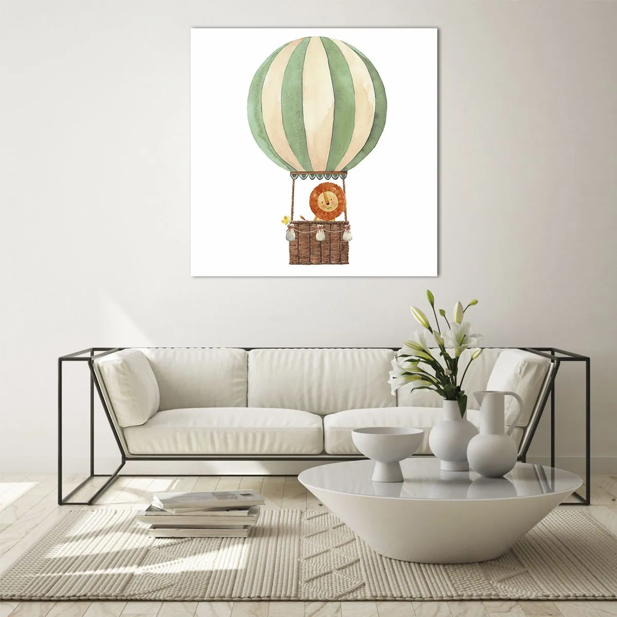 Quadro su vetro - I viaggi del leone - 40x40 cm