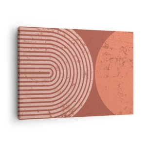 Quadro su tela - Stampe su Tela - Motivi geometrici nei toni del terracotta su sfondo vintage - 70x50cm - Rapporti stretti - Decorazione murale moderna per soggiorno e camera da letto ARTTOR
