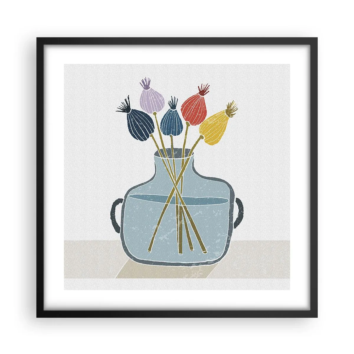 Poster in cornice nera - Il silenzio dei papaveri - 50x50 cm