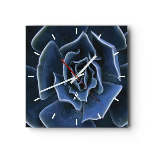 Orologio da parete - Orologio in Vetro - Primo piano di una rosetta succulenta verde - 30x30cm - Fiore del deserto - Decorazione murale moderna per soggiorno e camera da letto ARTTOR