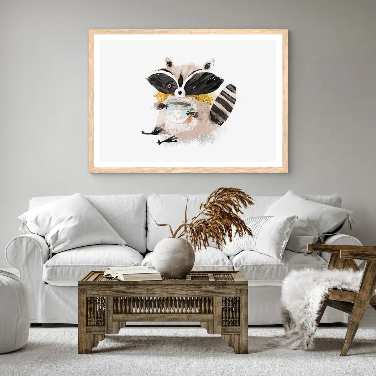 Poster in cornice rovere chiaro - Il mio amico procione - 50x40 cm