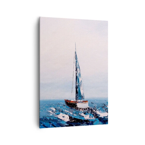 Quadro su tela - Stampe su Tela - Barche a vela su un mare in tempesta in una composizione pittorica - 70x100cm - Fratellanza nel vento - Decorazione murale moderna per soggiorno e camera da letto ARTTOR