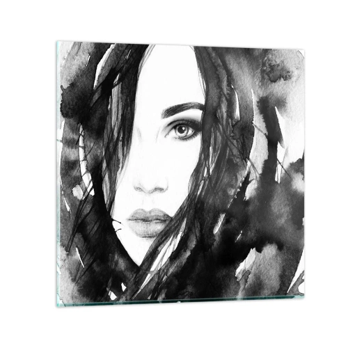 Quadro su vetro - Ritratto di donna in bianco e nero - 30x30 cm