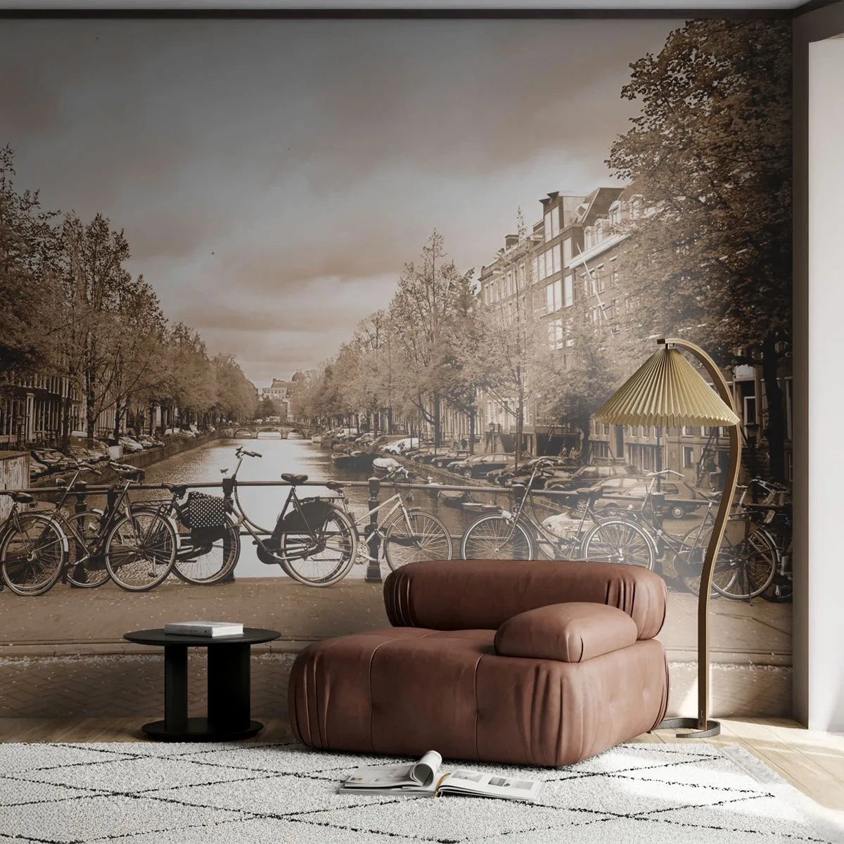 Fotomurali Premium Sand - Atmosfera olandese - Città, Amsterdam, Bicicletta - 350x256 cm