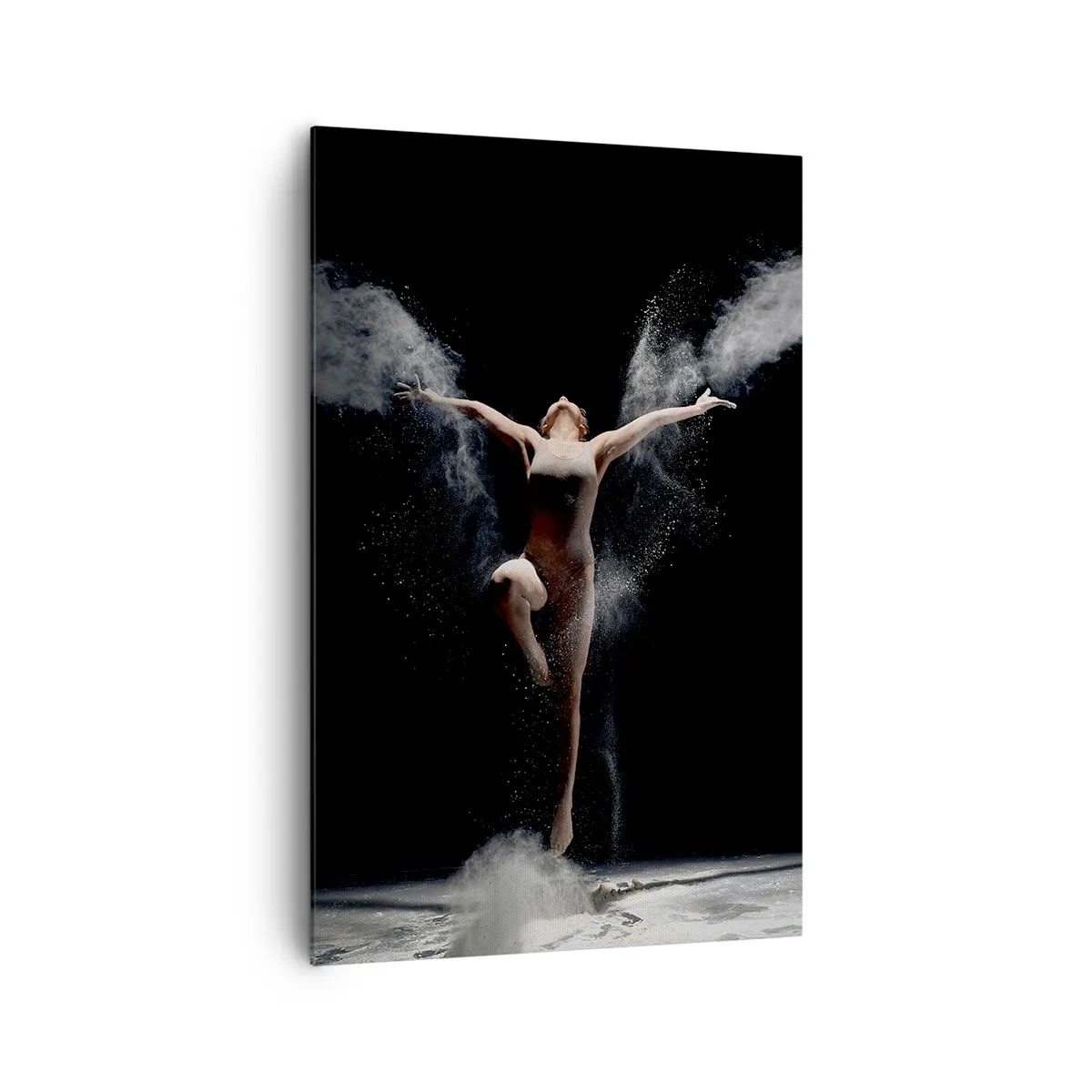 Quadro su tela - Stampe su Tela - Una ballerina in movimento con un sorprendente effetto polvere su uno sfondo nero - 80x120cm - Gli elfi esistono - Decorazione murale moderna per soggiorno e camera da letto ARTTOR