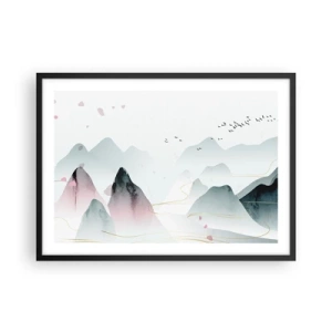 Poster in cornice nera - Montagne astratte in tonalità pastello - 70x50cm - Oltre le cime - Decorazione murale moderna per soggiorno e camera da letto ARTTOR