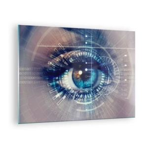 Quadro su vetro - Un occhio digitale con un tema futuristico di tecnologia e dati - 70x50cm - Credi di conoscermi - Decorazione murale moderna per soggiorno e camera da letto ARTTOR