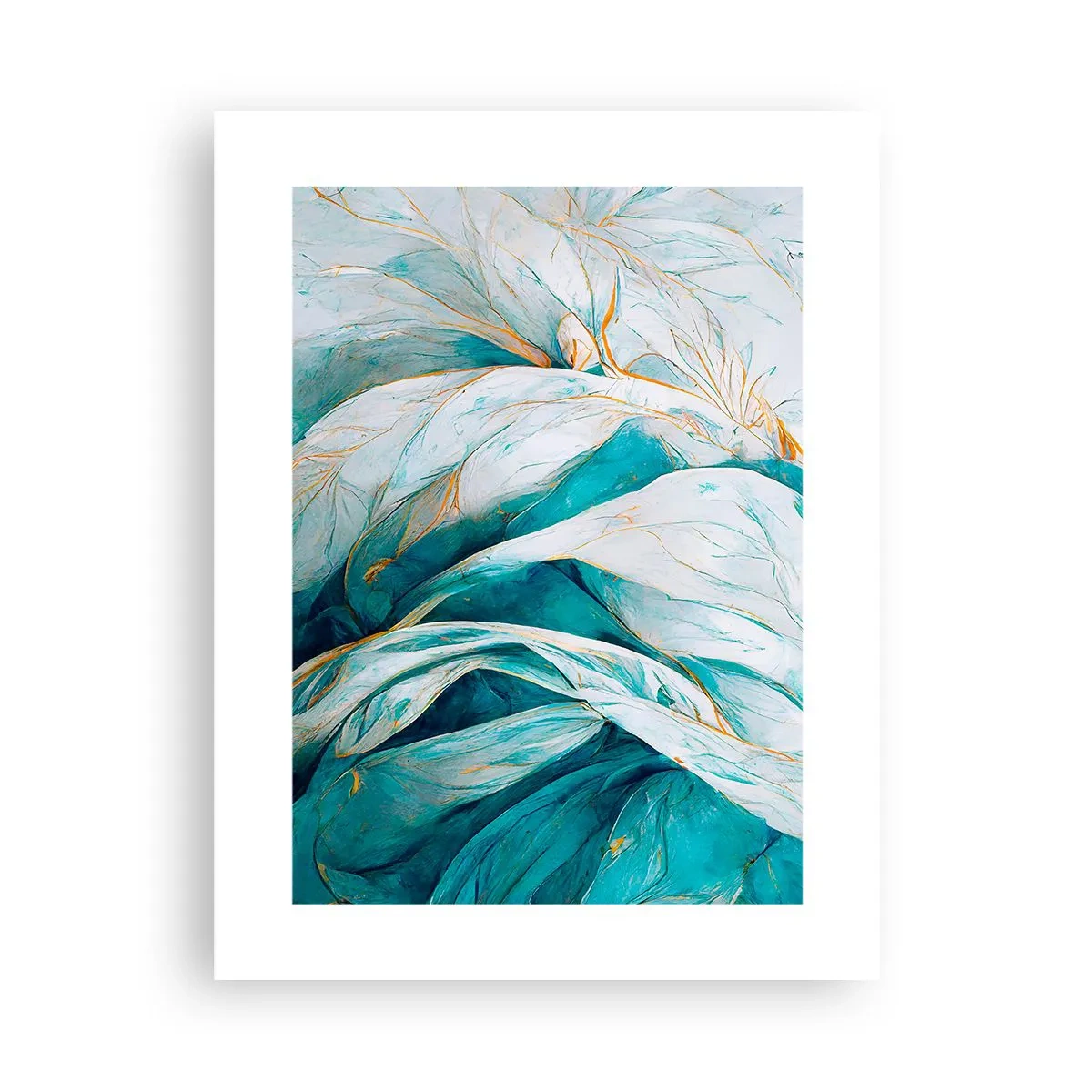 Poster - Astrazione blu con motivi d'oro - 30x40 cm