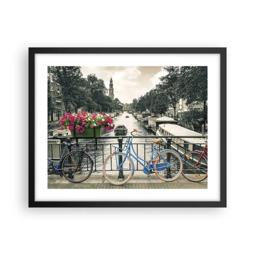 Poster in cornice nera - I colori delle strade di Amsterdam - 50x40 cm