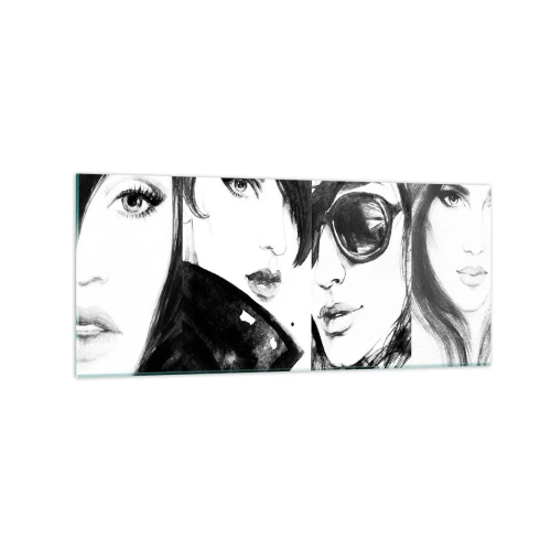 Quadro su vetro - Ritratti eleganti di donne in toni monocromatici - 120x50cm - Bellezza moltiplicata - Decorazione murale moderna per soggiorno e camera da letto ARTTOR