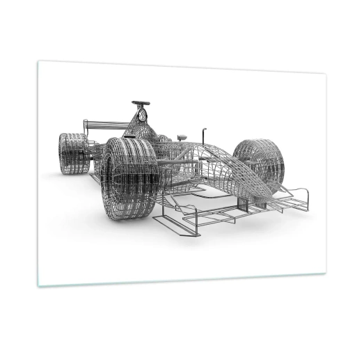 Quadro su vetro - Disegno tecnico in stile 3D di un'auto da corsa - 120x80cm - Struttura ideale: idea di slancio - Decorazione murale moderna per soggiorno e camera da letto ARTTOR