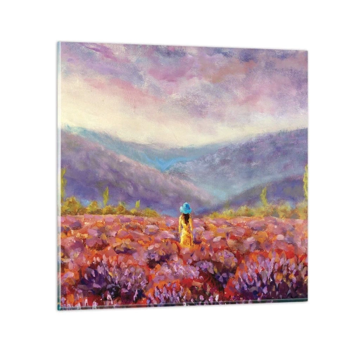 Quadro su vetro - Nel mondo di lavanda - 70x70 cm
