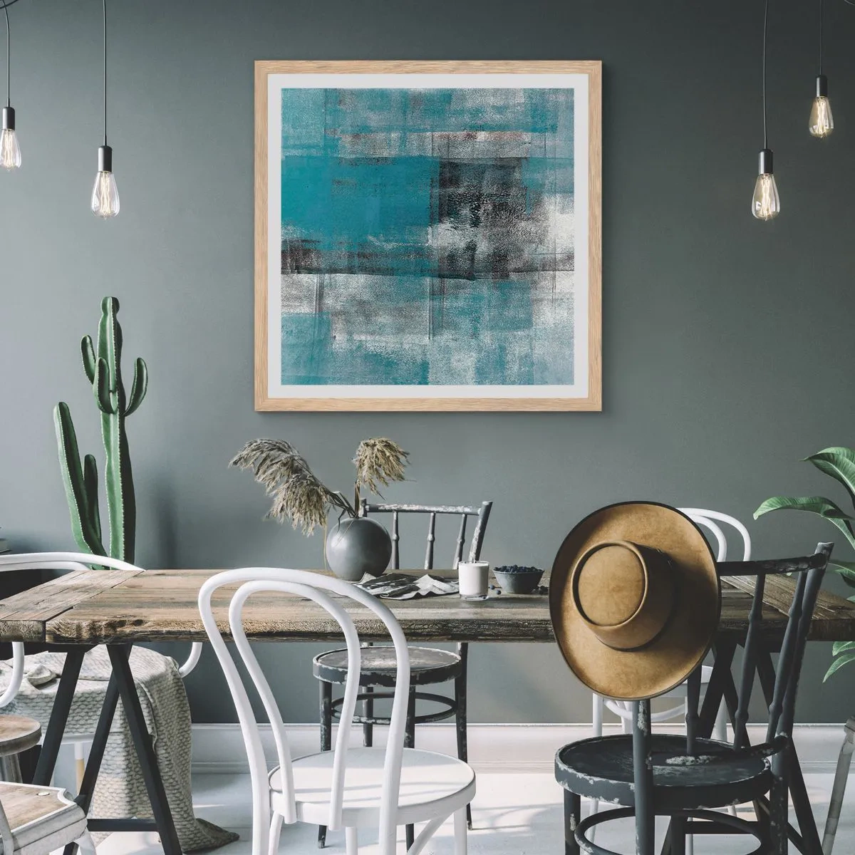 Poster in cornice rovere chiaro - Acqua e aria - 60x60 cm