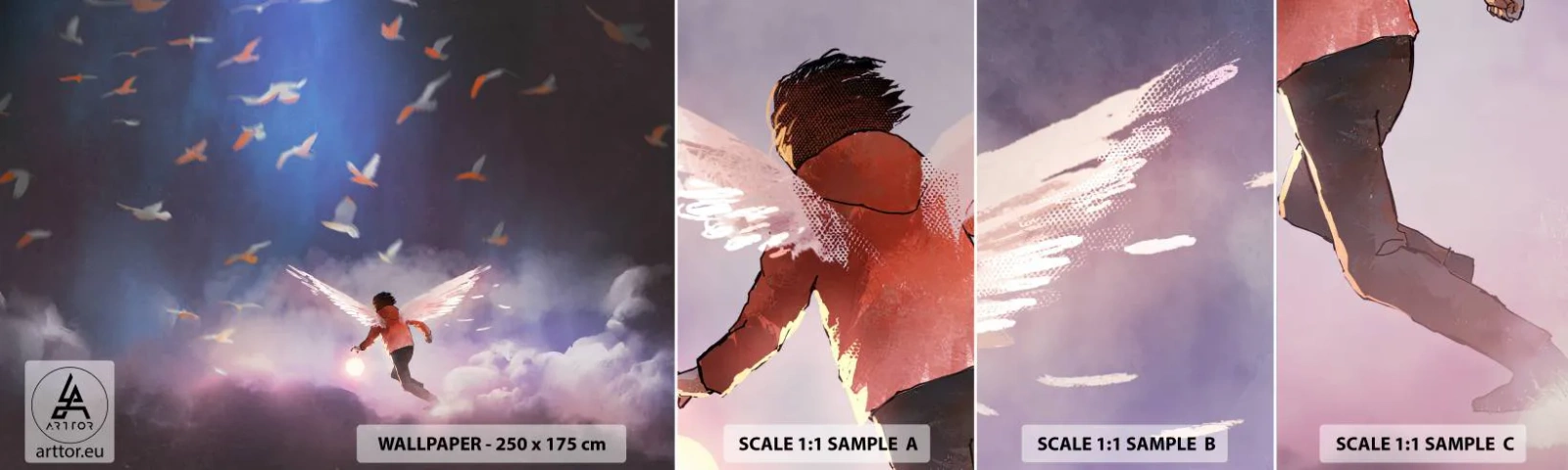 Campione di Fotomurale Adesivo Deluxe Sticker - Bisogna avere fantasia e coraggio - Astrazione, Fantasia, Icaro - 100x30 cm