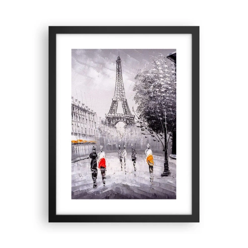 Poster in cornice nera - Passeggiata a Parigi - 30x40 cm