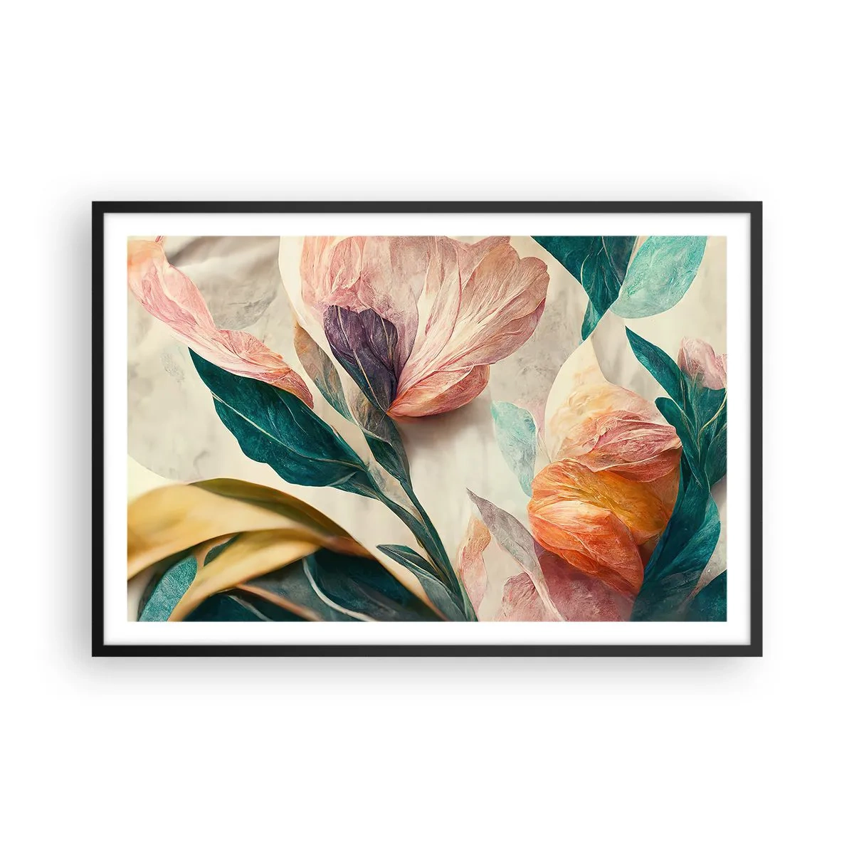 Poster in cornice nera - I fiori delle isole del sud - 91x61 cm