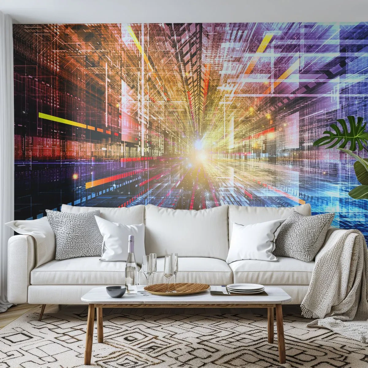 Fotomurali Premium Sand - Corridoio di luce - Astrazione, Grafica, 3D - 250x175 cm