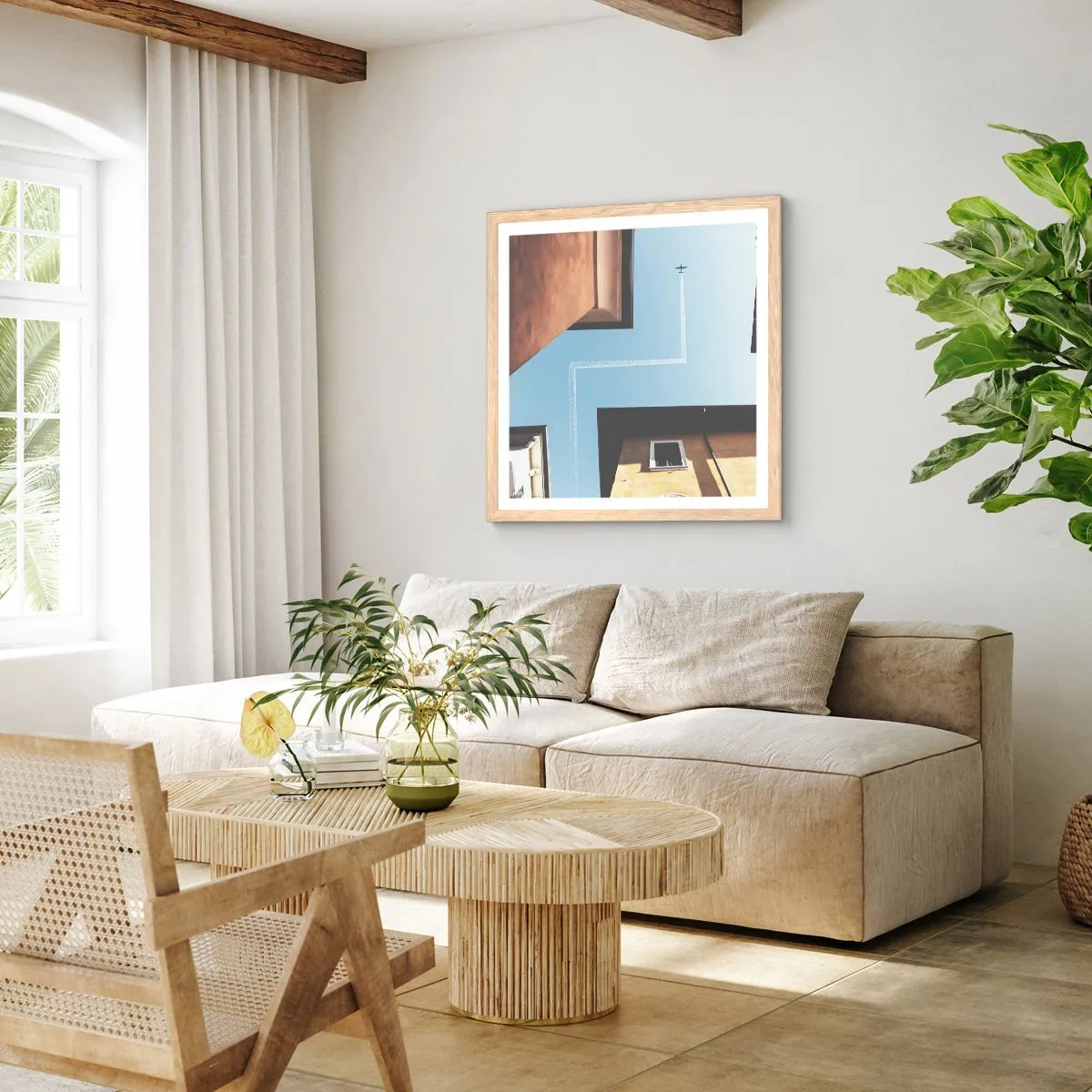 Poster in cornice rovere chiaro - Sopra il labirinto urbano - 60x60 cm