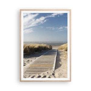 Poster in cornice rovere chiaro - Dopo la duna, nel fruscio dell'erba - 70x100 cm